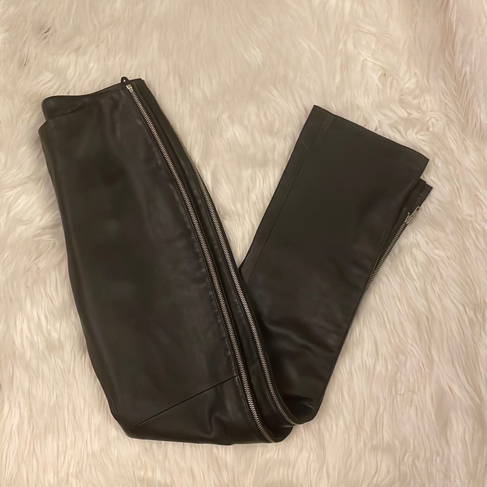 Vintage Bebe Side-Zippered Genuine Leather Pants